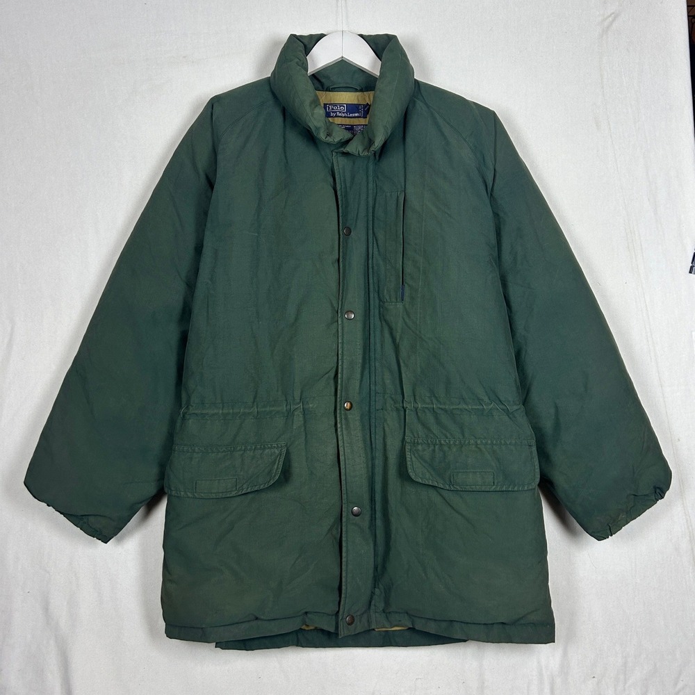 Polo Ralph Lauren Mens Green Goose Down Puffer Parka Jacket Size XL